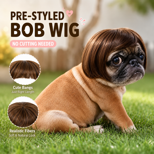 Cute Short Hair Wig Pet Headband, Funny Pet Wig Hair Accessories for Dogs & Cats