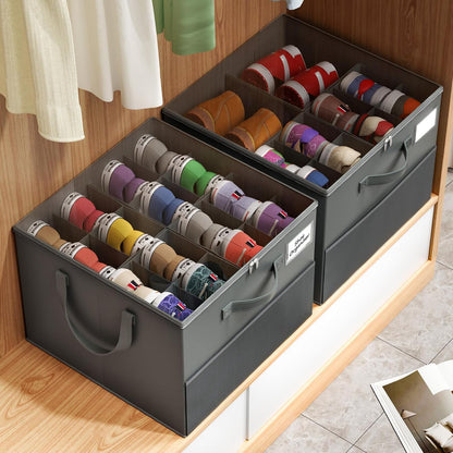 Large Reinforced Shoe Organizer for Closet with Adjustable Dividers, Gray | Customizable Compartments for Sneakers, Boots, Heels, Sandals, Clothes, Towels and Toys, Versatile Cube Storage Organizer