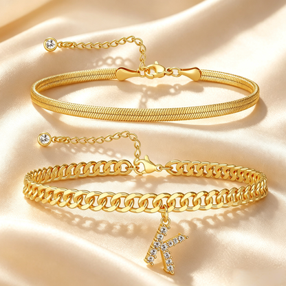 Personalized Initial Anklet – 14K Gold-Plated Waterproof Stackable Letter Charm