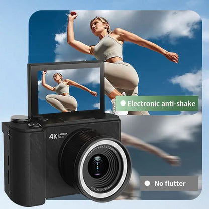 4K Flip-Screen Vlogging Camera with Built-In Ring Light – 32GB Bundle