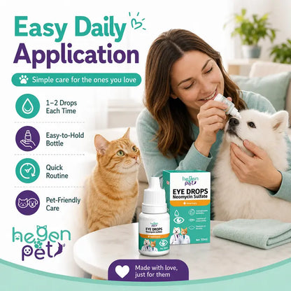 🐾 Hegen Pet Neomycin Sulfate Eye Drops – 10ml Eye Care for Dogs & Cats