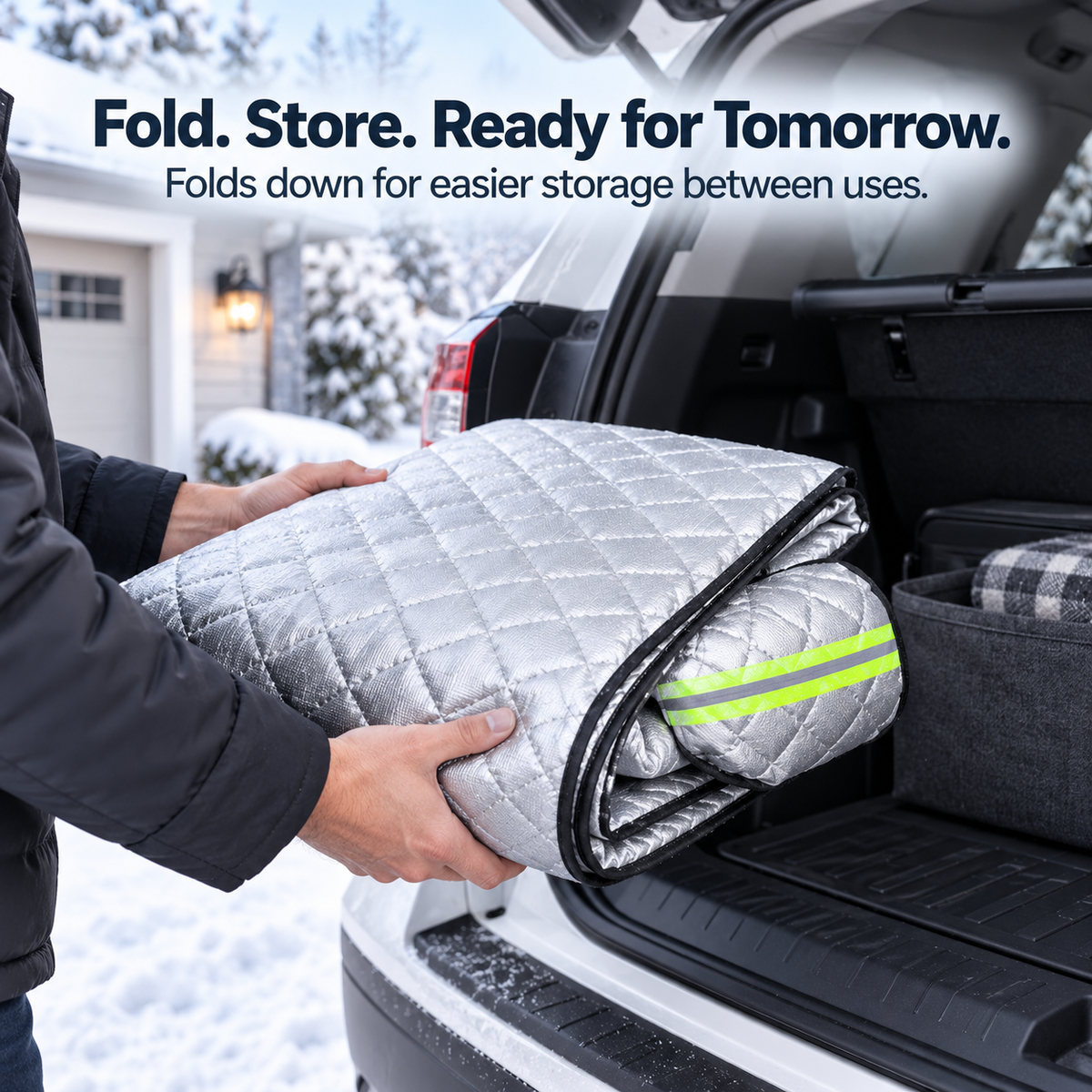 ❄️ Quilted Windshield Snow Cover with Mirror Protection for Winter