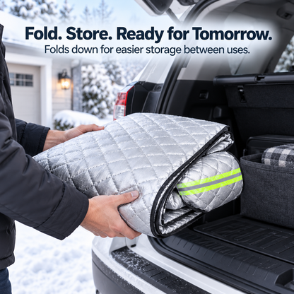 ❄️ Quilted Windshield Snow Cover with Mirror Protection for Winter
