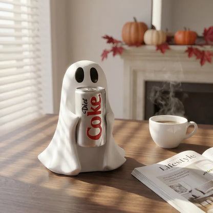 👻 Halloween Ghost Drink Holder – Cute Resin Ghost Decor for Drinks, Desk & Party Decorations