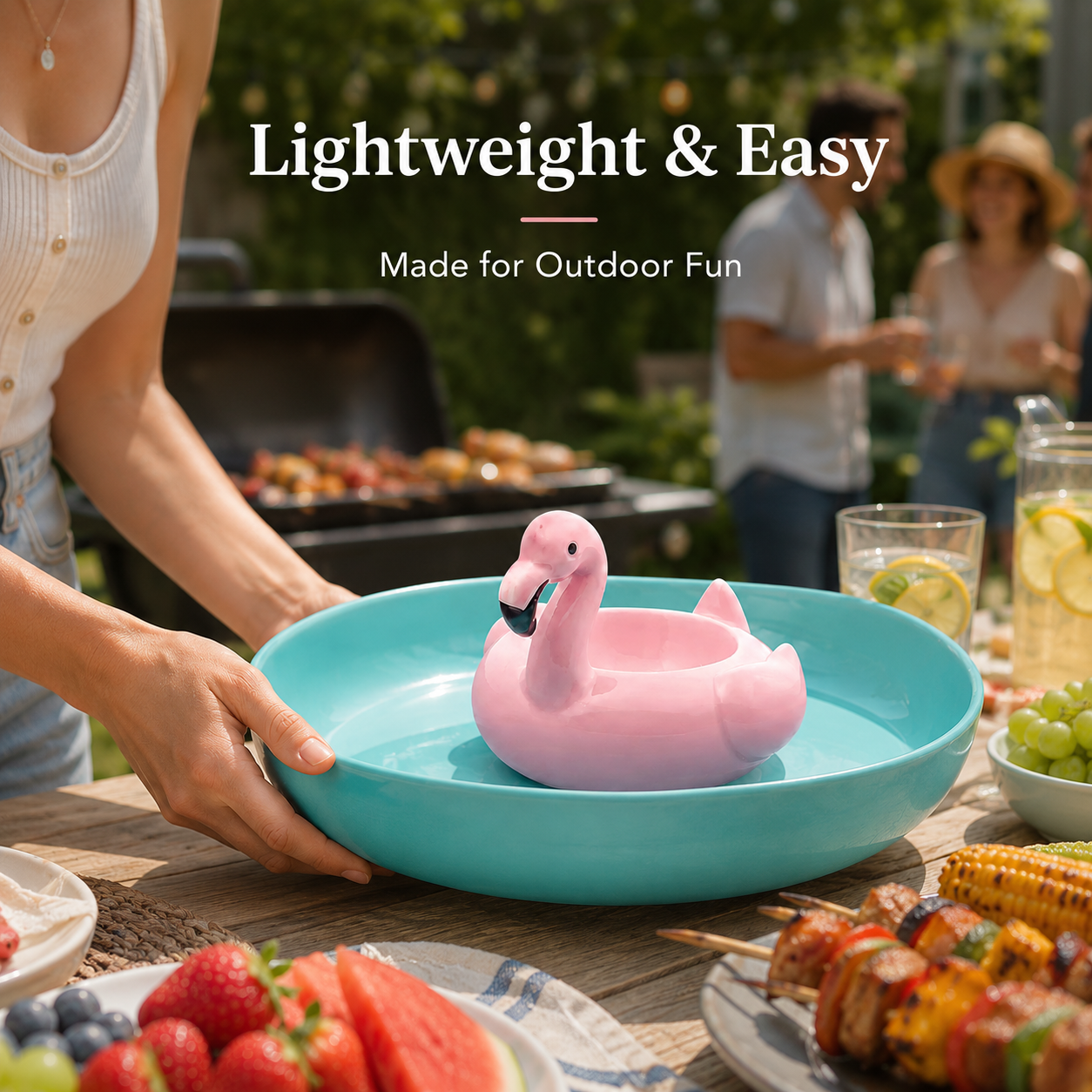 10 Strawberry Street Flamingo Pool Float Chip and Dip Platter