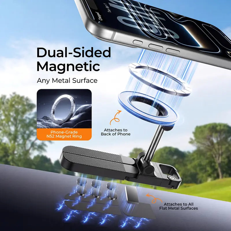 📱 360° Foldable Magnetic Phone Holder – Strong Grip for Golf, Gym & Travel