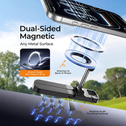 📱 360° Foldable Magnetic Phone Holder – Strong Grip for Golf, Gym & Travel