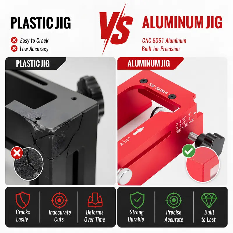 🔧 Adjustable Aluminum Door Hinge Jig Kit – Precision Mortising Template for 2.5"–5" Hinges
