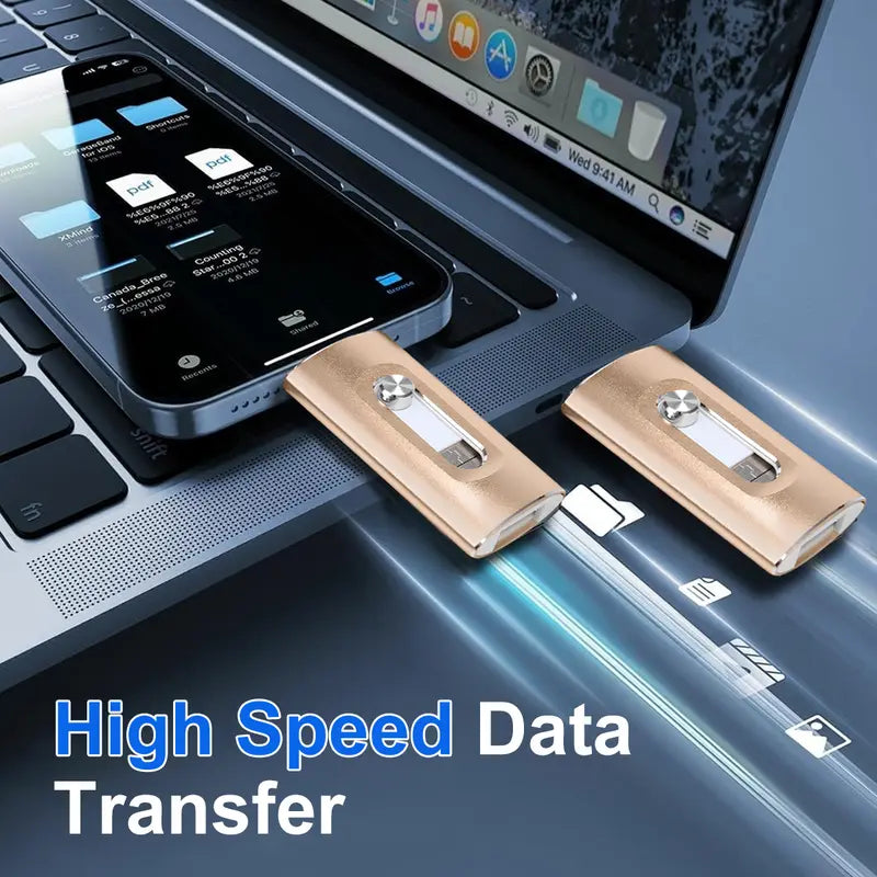 💾 4-in-1 High-Speed Flash Drive – Easy Backup for iPhone, Android & PC