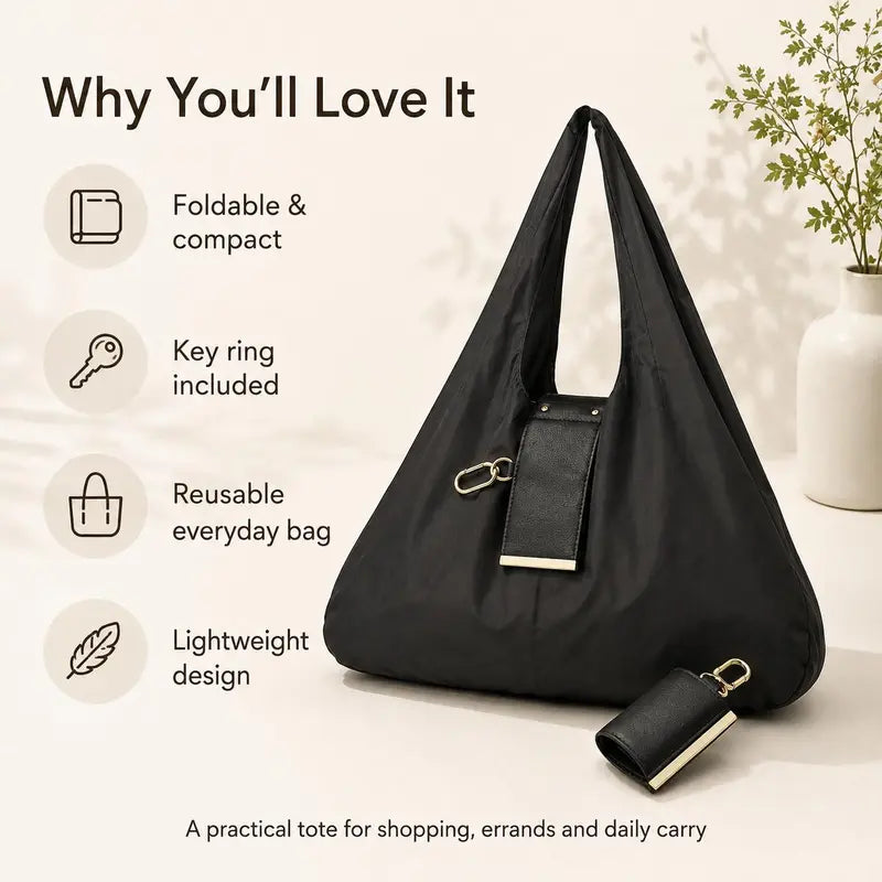 👜 Foldable Keychain Tote Bag – Compact & Expandable Reusable Carryall