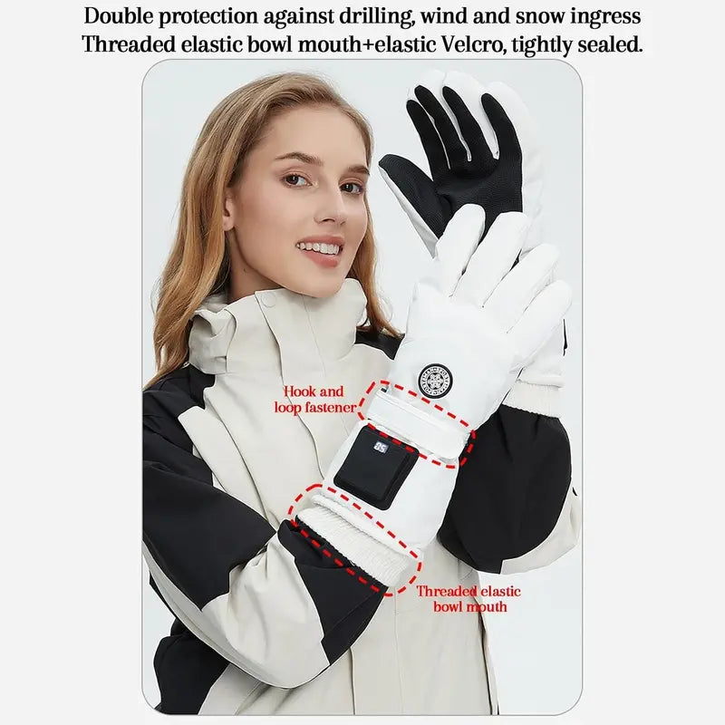 🔥 Rechargeable Heated Gloves – 3 Heat Settings, Waterproof Touchscreen Winter Gloves
