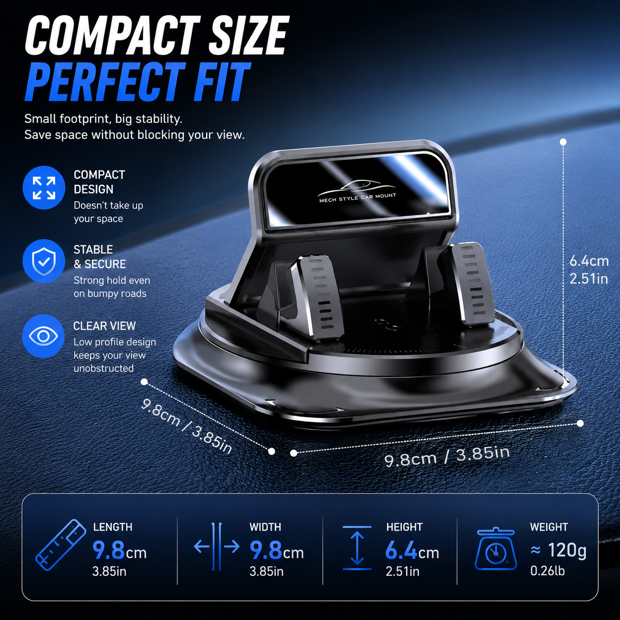 【FathersDayGift】360° Car Phone Holder | Dashboard Suction Cup Mount for iPhone & Android