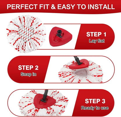 🧼 3-Pack 2-in-1 Scrubbing Spin Mop Replacement Heads