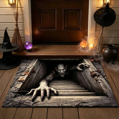 🎃 3D Halloween Horror Floor Mat – Spooky Skull Illusion Door Rug