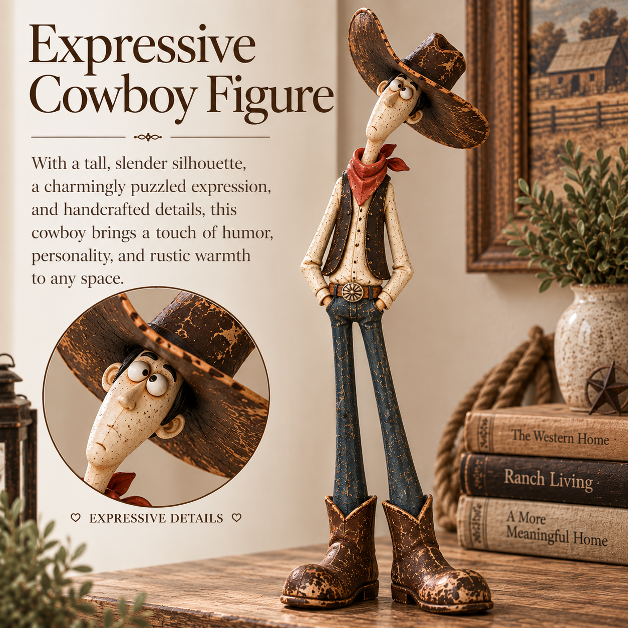 Whimsical Western Cowboy & Horse Figurine Duo 🤠🐴