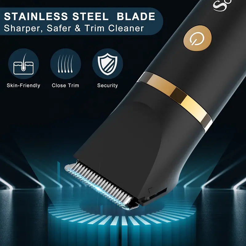 ✨ 3-In-1 Men's Body Groomer – Waterproof Groin, Body & Nose Hair Trimmer