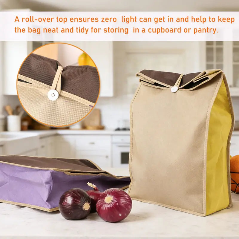 🥔 Keep-Fresh Potato & Onion Storage Bag – Breathable, Light-Blocking & Reusable