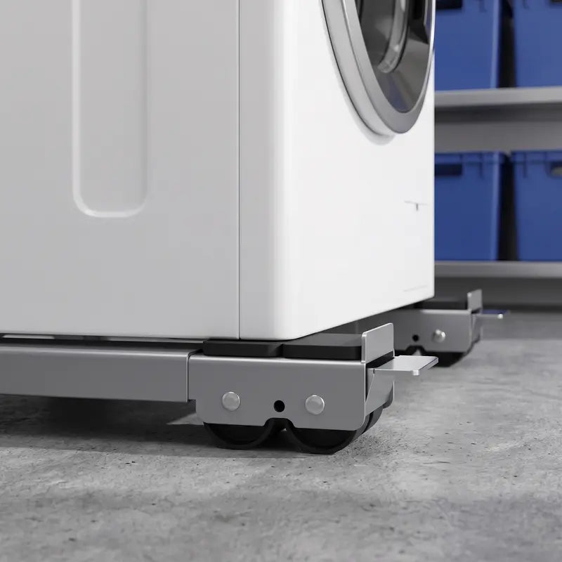 Adjustable Telescopic Heavy Duty Metal Frame Appliance Moving Dolly 2-Pack, Lockable Wheels Roller Stand for Washer Dryer, Low Profile 4cm Height, Heavy Load Fit for 44.6-70cm Appliances