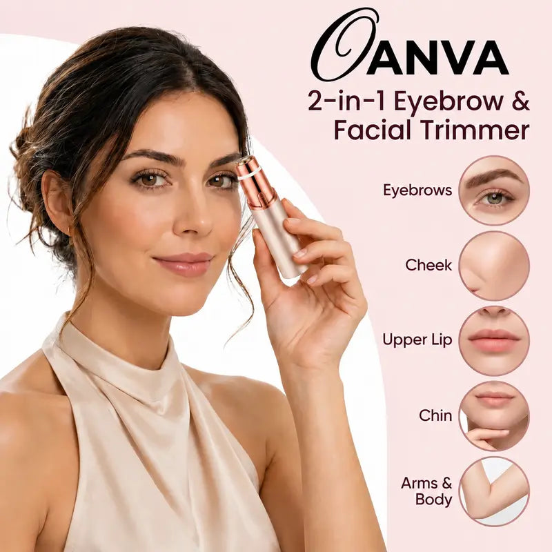 ✨ Painless 2-in-1 Facial & Eyebrow Trimmer – Smooth Skin & Perfect Brows Anytime
