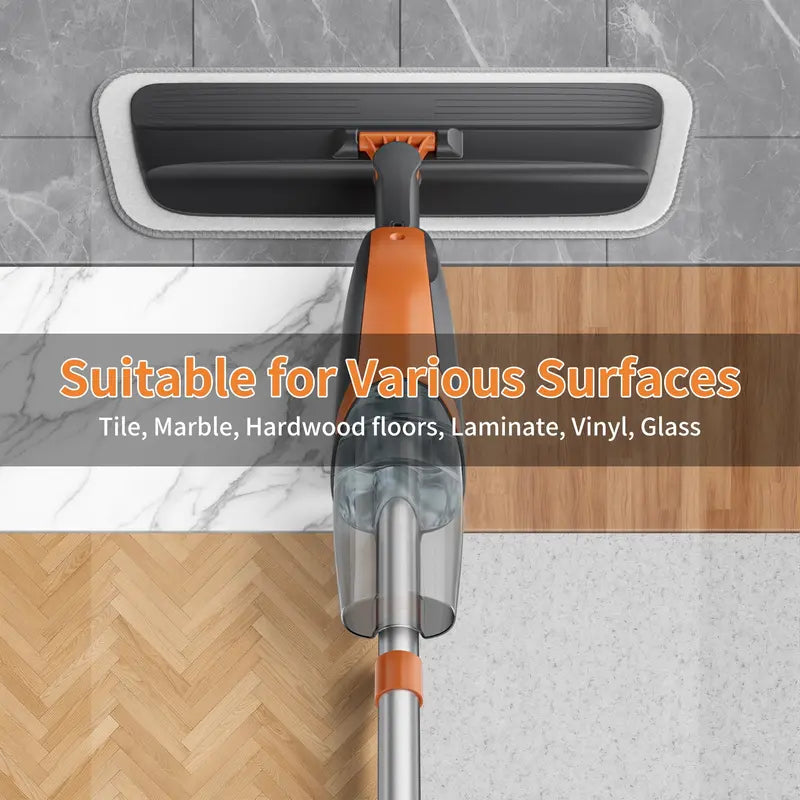 2-in-1 Microfiber Spray Mop with 420ml Refillable Bottle & 4 Washable Pads
