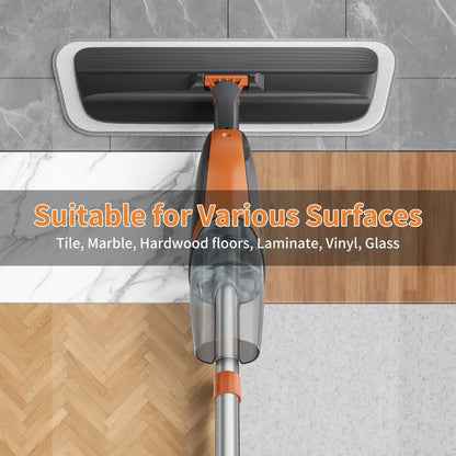2-in-1 Microfiber Spray Mop with 420ml Refillable Bottle & 4 Washable Pads