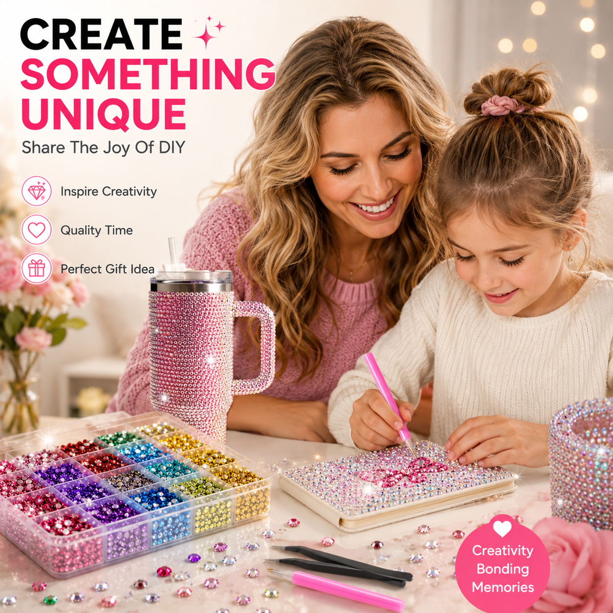 32000PCS Rhinestone Bedazzling Kit – 24 Colors Sparkling Gems for Tumblers, Shoes, Phone Cases & DIY Crafts
