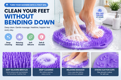 🦶 Hands-Free Shower Foot Scrubber Mat – Deep Clean & Massage Your Feet While You Shower