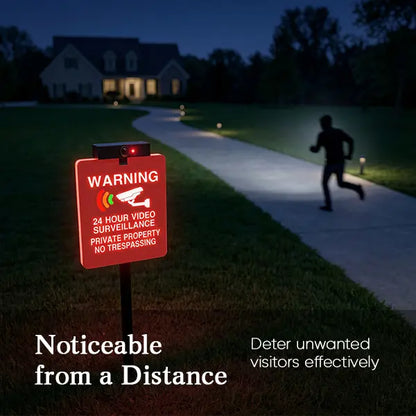 🔥 LAST DAY 30% OFF | Solar LED No Trespassing Security Sign – Rechargeable Outdoor Warning Sign with Stake