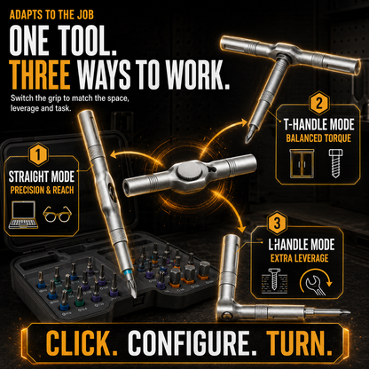 🔧 38-Bit 3-in-1 Adjustable Ratcheting Screwdriver Set for Tight Spaces