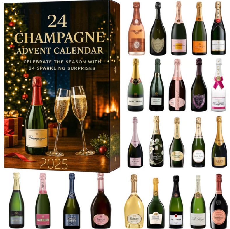 2026 Champagne Advent Calendar – 24-Day Christmas Countdown Gift