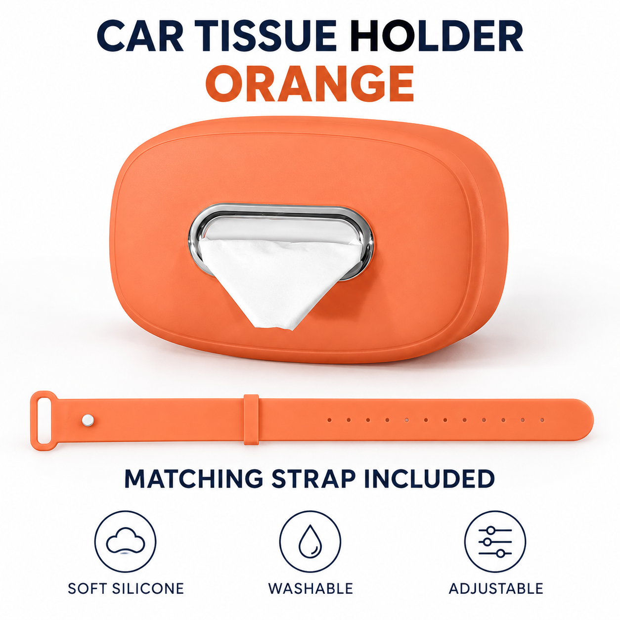 🚗 50% OFF Car Headrest Tissue Box Holder – Soft Silicone, Easy Reach & Washable