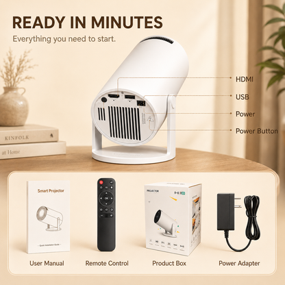 Smart Reading Projector – 4K Support, WiFi 6 & Up to 130″ Screen 📚✨