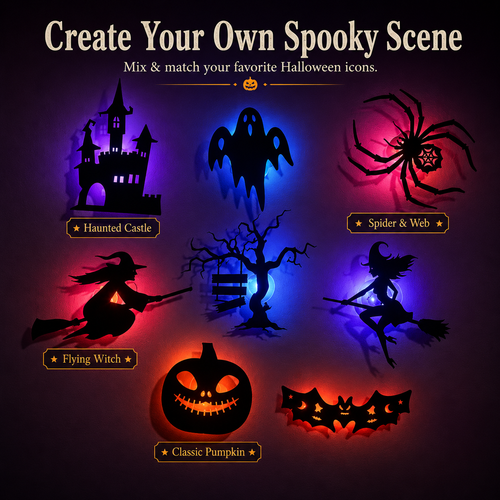 🎃 Halloween Shadow Wall Decor Kit | Create A Spooky Glow Anywhere