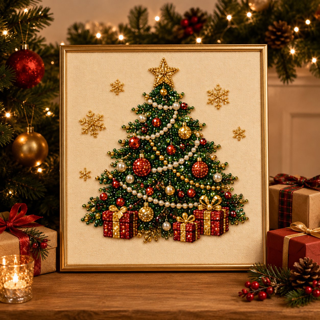 ❤️ 5-in-1 3D Pearl Art Kit – Christmas DIY Craft Set for Kids & Family Creative Fun 🎨
