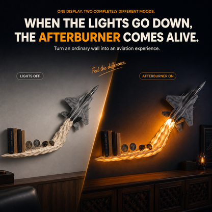 Illuminated Fighter Jet Wall Display – Glowing Afterburner Shelf with Remote Control ✈️🔥