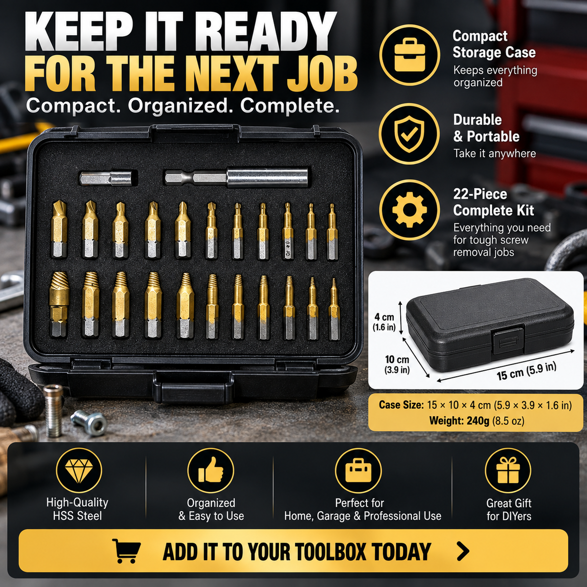 🔧 20PC Broken Bolt Extractor Kit – Remove Stripped & Stuck Screws Fast