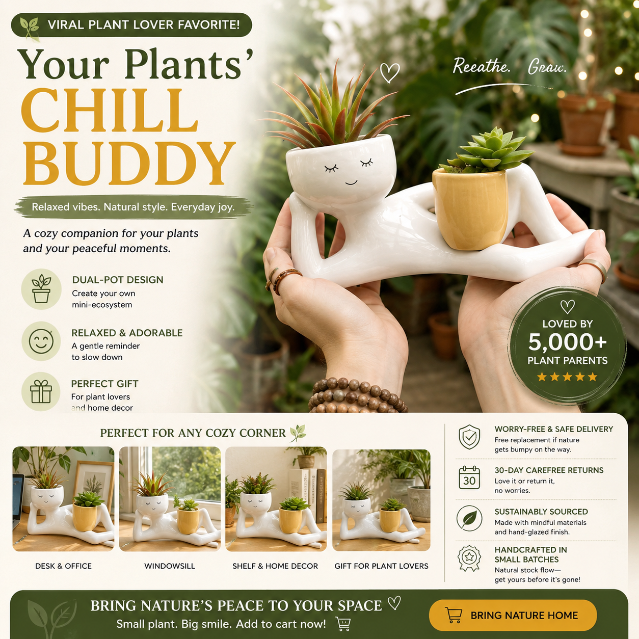 🌿 Goofy Garden Dual Pot Planter | Viral Plant Lover Gift