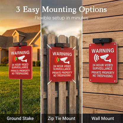 🔥 LAST DAY 30% OFF | Solar LED No Trespassing Security Sign – Rechargeable Outdoor Warning Sign with Stake