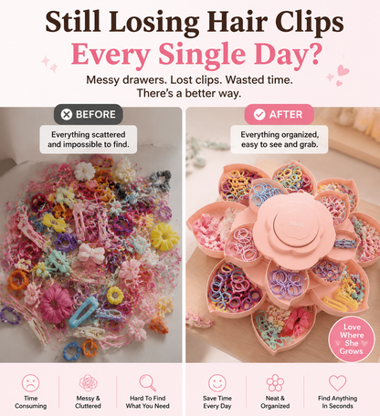 🌸 Blooming Flower Hair Accessory Organizer | Cute Storage Box For Clips & Bows💕