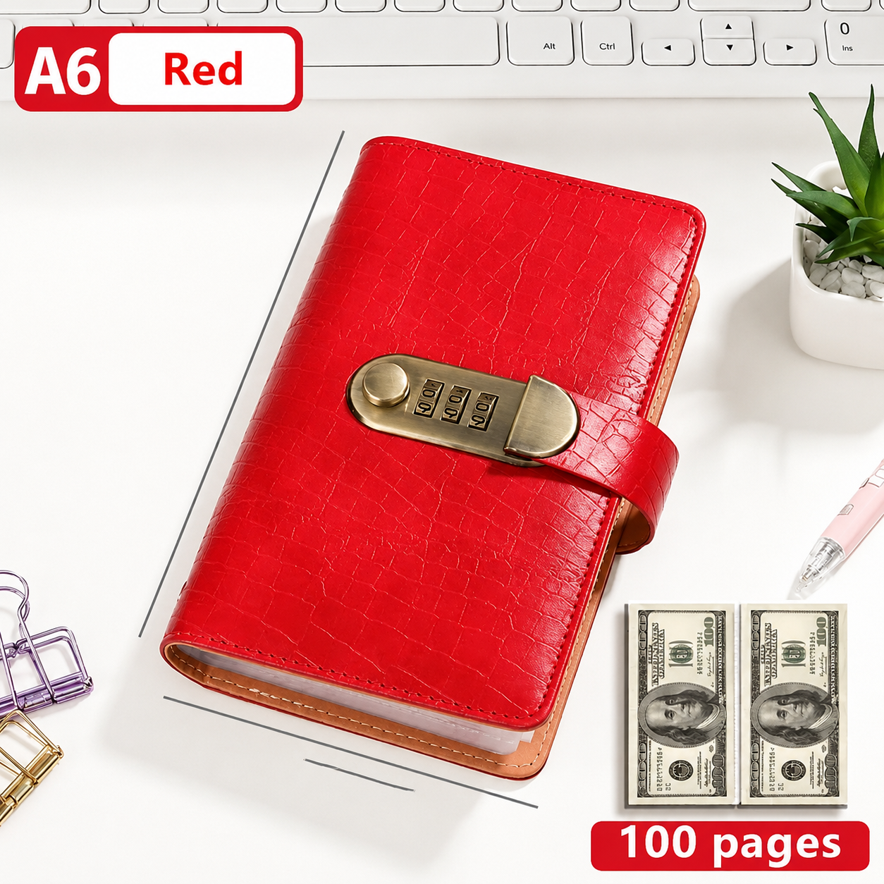 💵 100-Envelope Savings Challenge Binder with Password Lock – Secure Cash Organizer