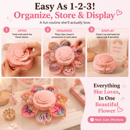 🌸 Blooming Flower Hair Accessory Organizer | Cute Storage Box For Clips & Bows💕