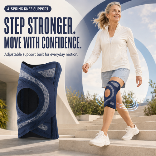 🦵 4-Spring Open-Patella Knee Brace – Adjustable Compression & Side Support