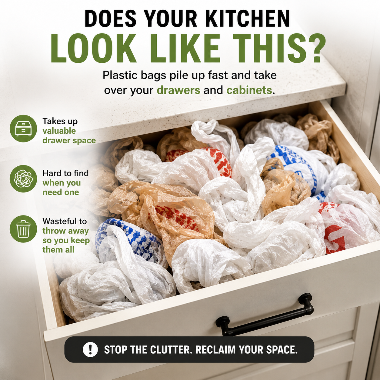 🛍️ 2-in-1 Wall-Mounted Grocery Bag Organizer – Reuse Bags & Save Drawer Space