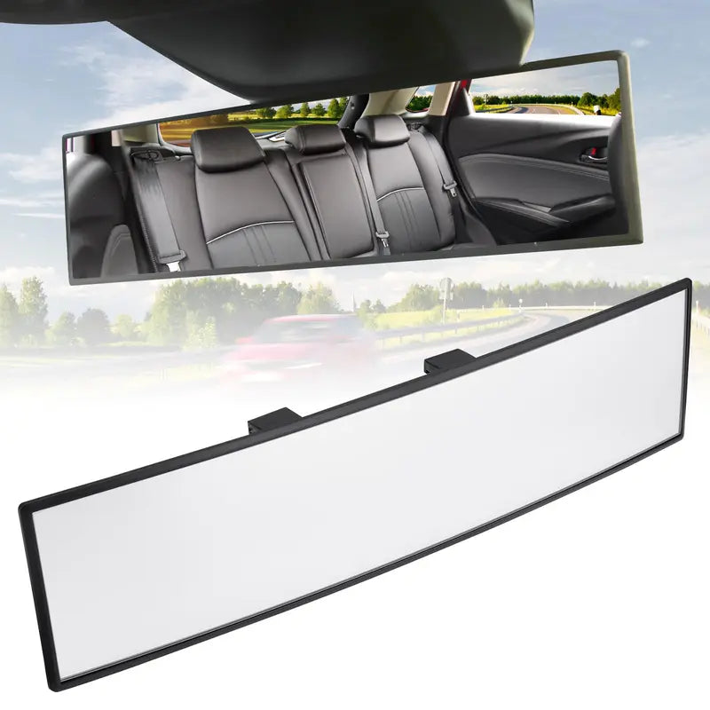 🚗 Wide Angle Rear View Mirror – 12" Anti-Glare Panoramic Clip-On Car Mirror