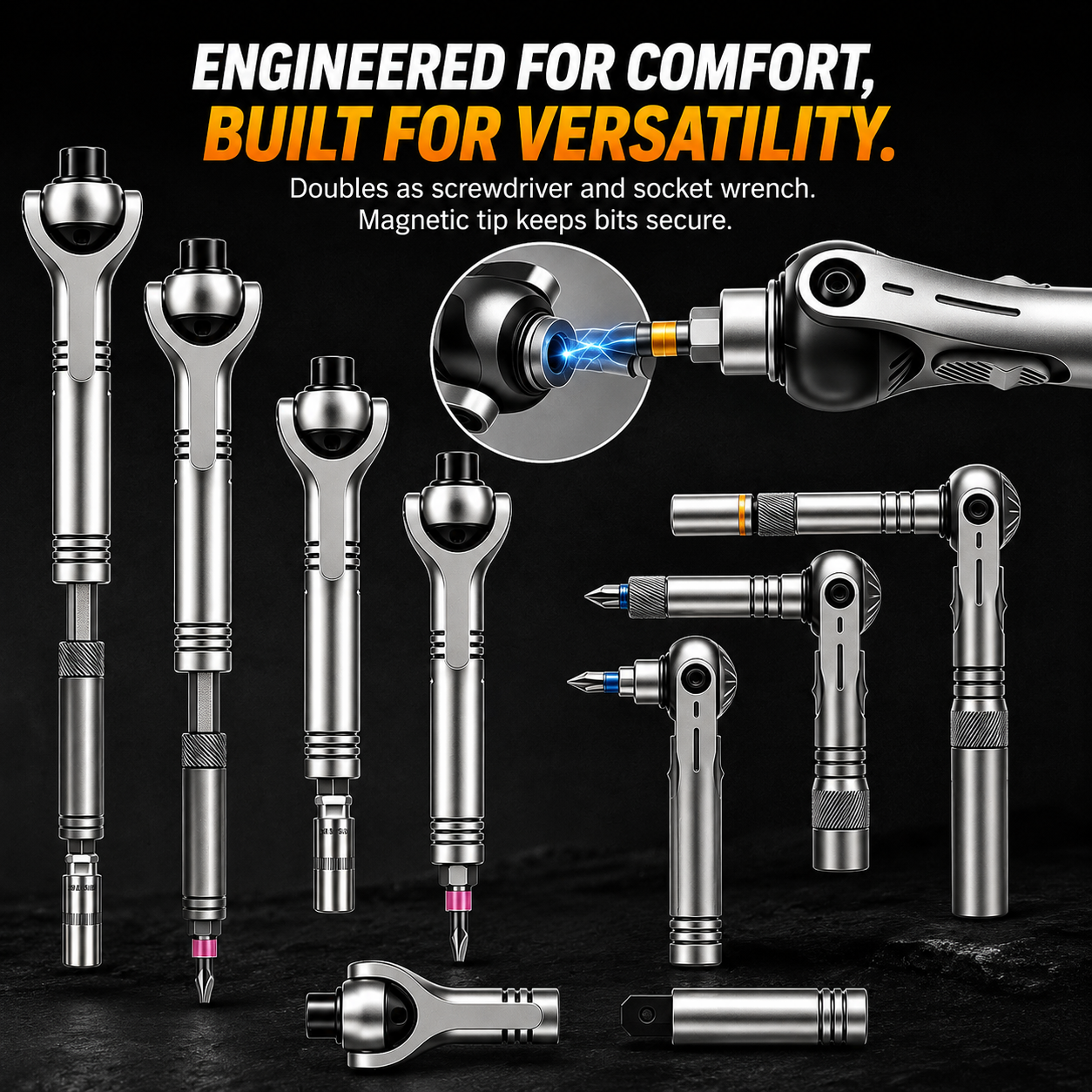 40 in 1 Ratchet Screwdriver Set, 60-Tooth Magnetic Ratcheting Screwdriver Set with 180° Rotating Ratchet Head