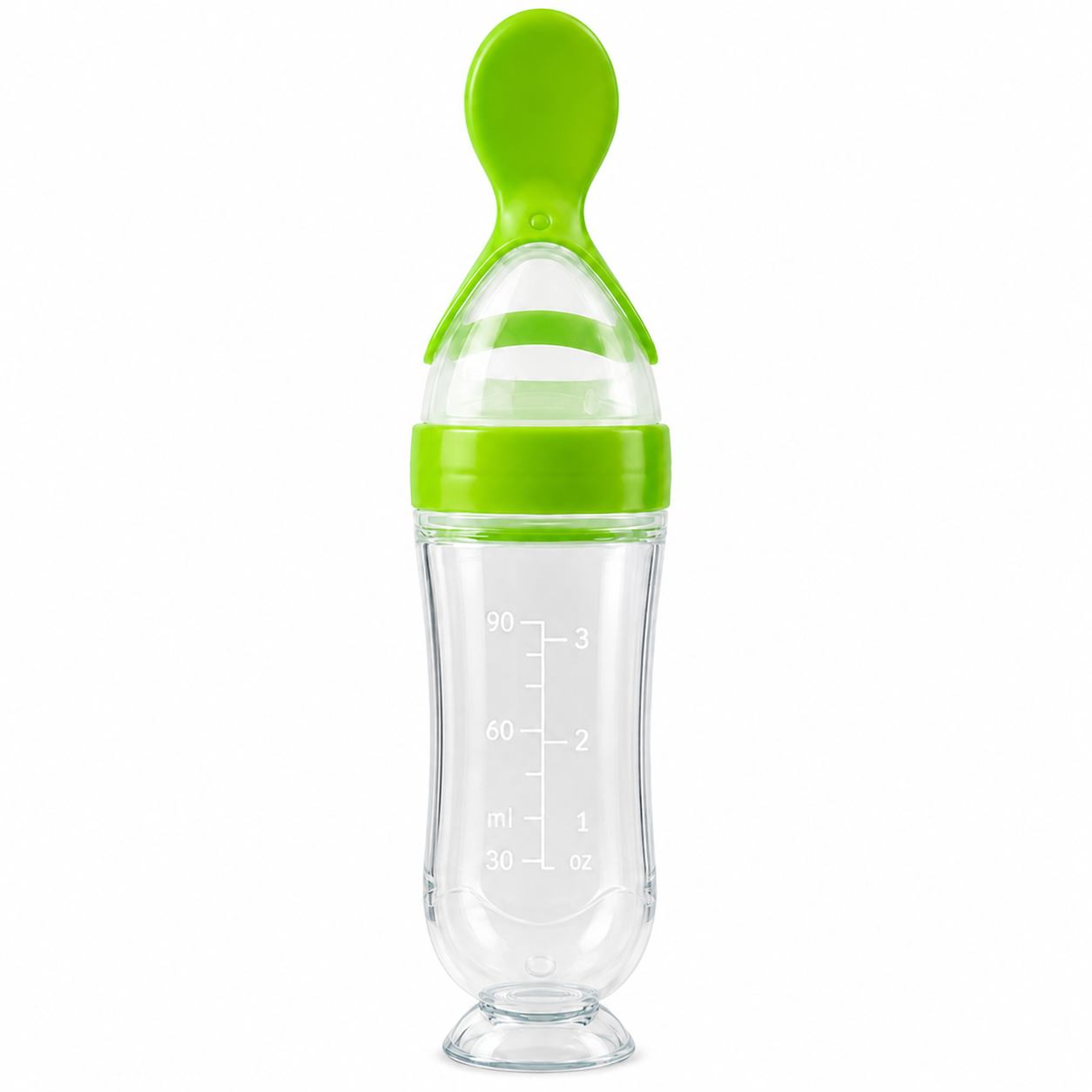 👶 90ml Baby Food Squeeze Feeder – One-Hand Feeding Spoon with Suction Base
