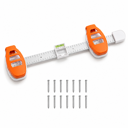 🖼️ All-in-One Picture Hanging Locator & Leveling Tool with Dual Nail Positioners + 14 Nails