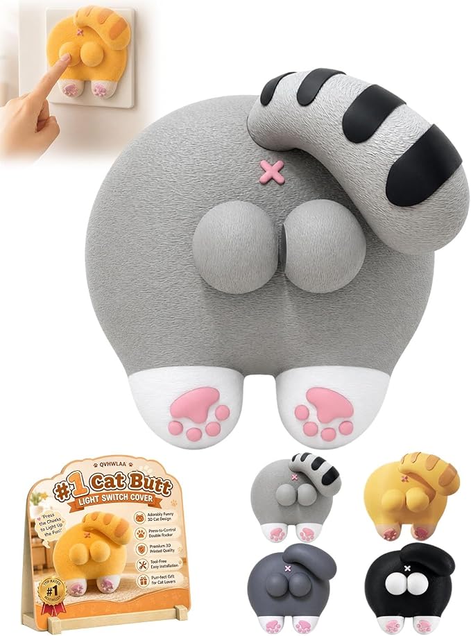 🐱Funny Cat Butt Light Switch Cover | 3D Double Rocker Decor