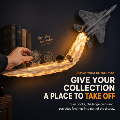 Illuminated Fighter Jet Wall Display – Glowing Afterburner Shelf with Remote Control ✈️🔥