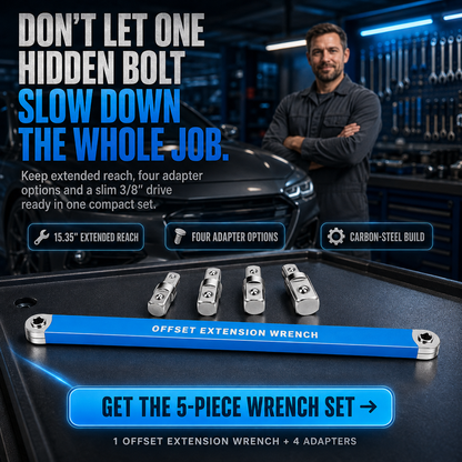 🔩3/8" Offset Extension Wrench Set – Reach Tight Bolts Without Removing Parts🔧